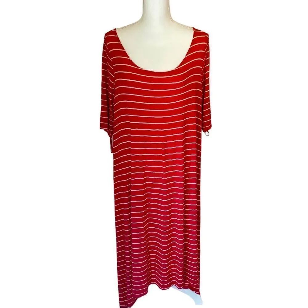 Lane Bryant Red White Stripe Dress Sz 14 16